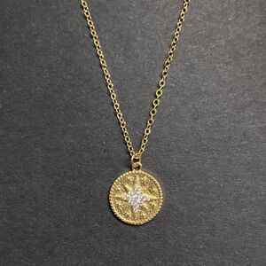 Gold Vermeil Cz Starburst Pendant Necklace
